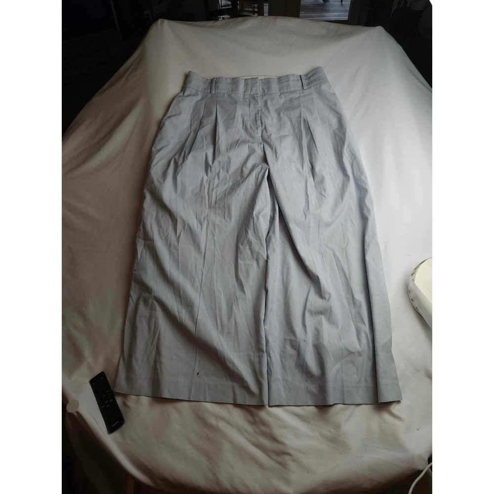 Ann Taylor Light Blue Pleated Wide Leg Cropped Trousers Womens Size 18